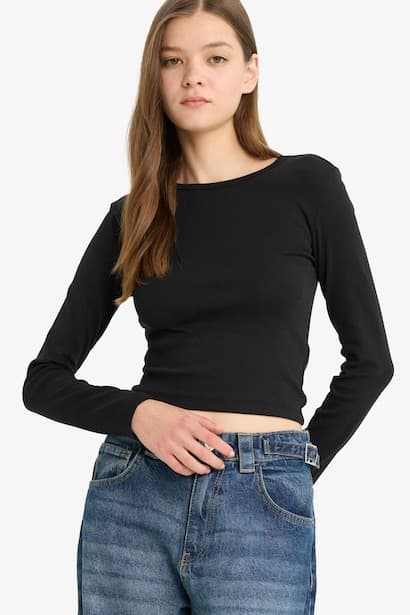 Slim Fit Ribana Long Sleeve T-Shirt (٣)