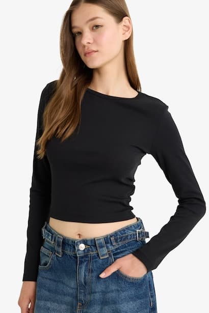 Slim Fit Ribana Long Sleeve T-Shirt (٤)