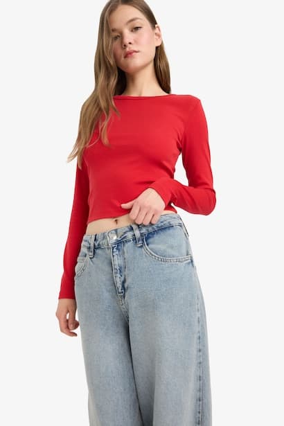 Slim Fit Ribana Long Sleeve T-Shirt (٣)