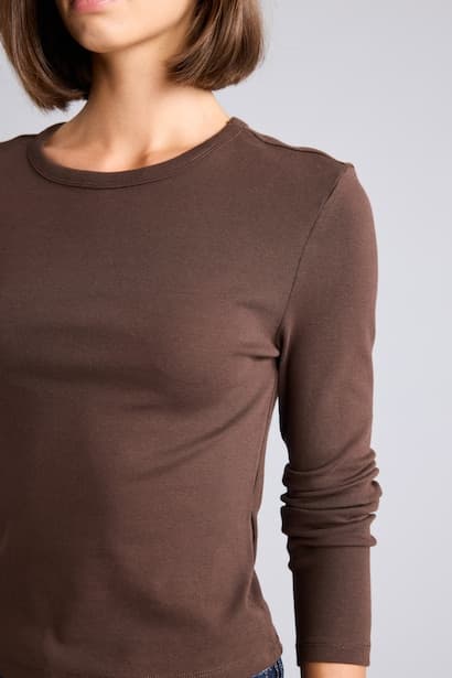 Slim Fit Crew Neck Ribana Long Sleeve T-Shirt (٤)