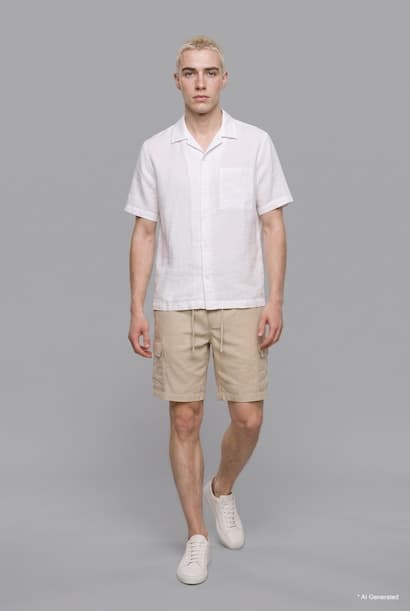 Regular Fit Elastic Waist Cotton Cargo Bermuda Shorts