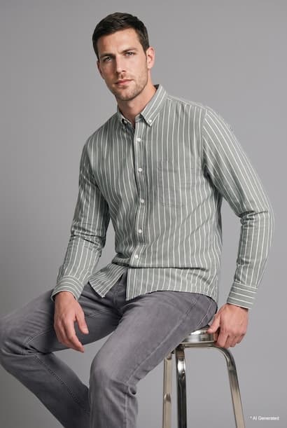 Regular Fit Striped Long Sleeve Pocket Shirt (4)