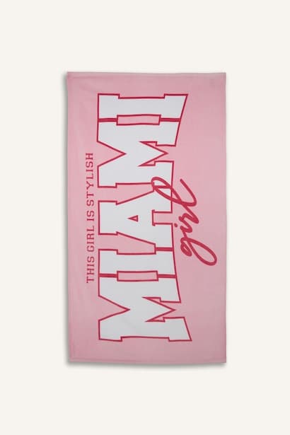 Girl Patterned Woven Pink Beach Towel Swimwear