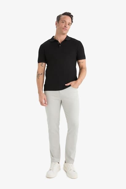 Slim Fit Skinny Leg Textured Trousers