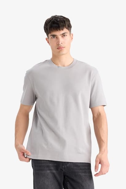 Cotton Regular Fit Crew Neck Basic T-Shirt (٣)