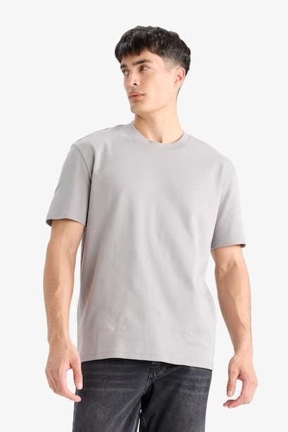 Cotton Regular Fit Crew Neck Basic T-Shirt (٤)