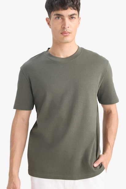 Cotton Regular Fit Crew Neck Basic Short Sleeve T-Shirt