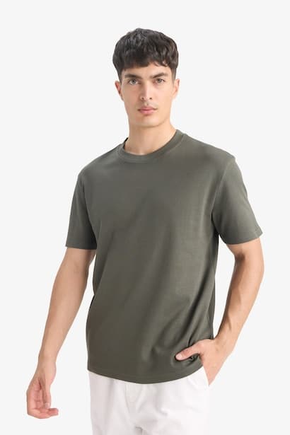 Cotton Regular Fit Crew Neck Basic Short Sleeve T-Shirt (٤)