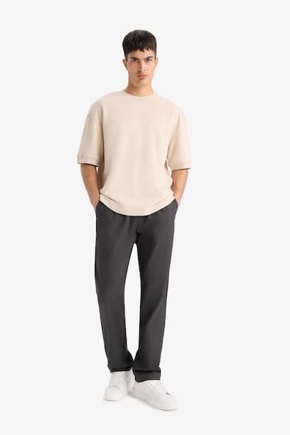 Relax Fit Regular Hem Flanel Trousers