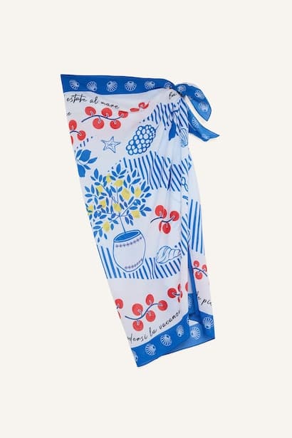 Regular Fit Floral Pattern 100% Cotton Pareo Woman Beach Wear