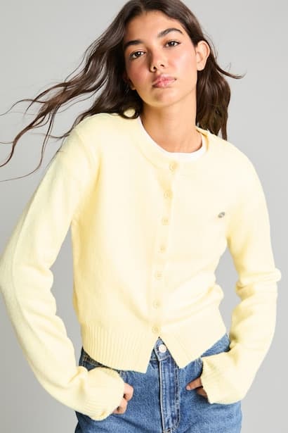 Slim Fit Basic Button-Front Crew Neck Knit Cardigan