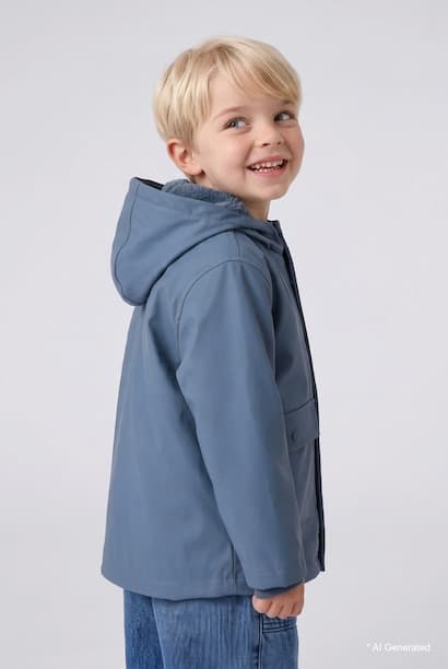 Baby Boy Windproof Plush Lining Jacket Coat (٣)