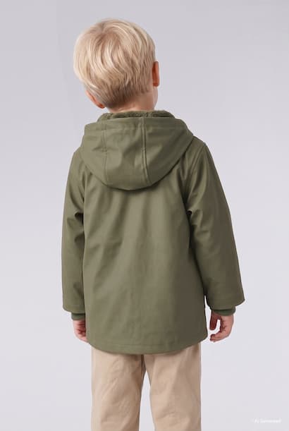 Baby Boy Windproof Plush Lining Jacket Coat (٣)