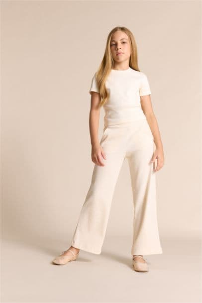 Girl Waffle Wide Leg Trousers