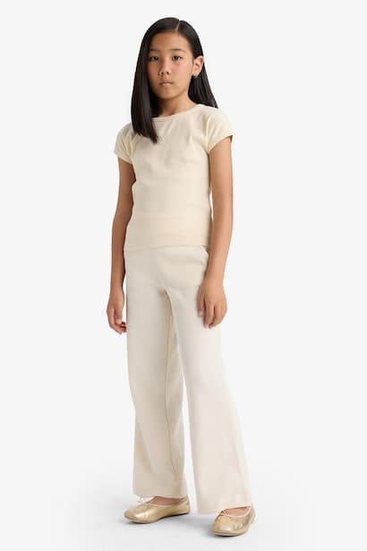 Girl Waffle Wide Leg Trousers (٣)