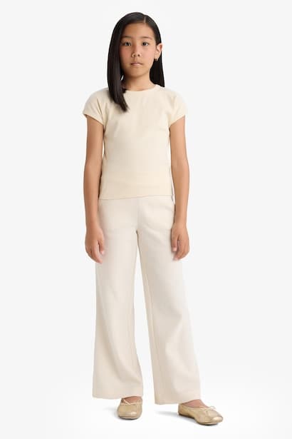 Girl Waffle Wide Leg Trousers (٤)