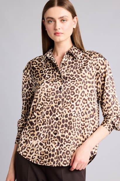 Oversize Fit Satin Long Sleeve Shirt