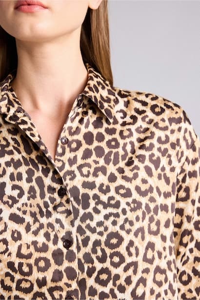 Oversize Fit Satin Long Sleeve Shirt (٤)