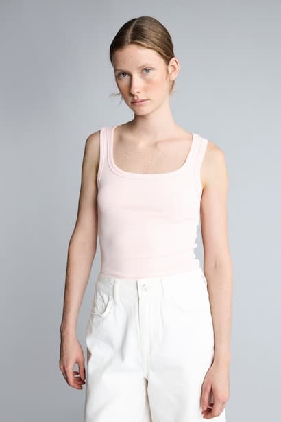 Slim Fit Basic Round Neck Ribbed Camisole Top Tank Top & Crop Top (٣)