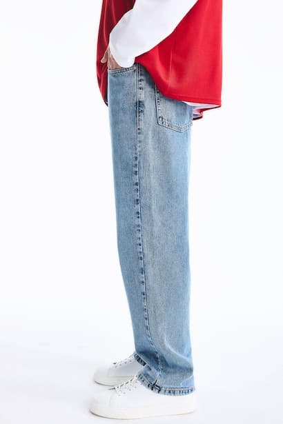 Baggy Fit Wide Leg Regular Waist Jeans Denims (٣)