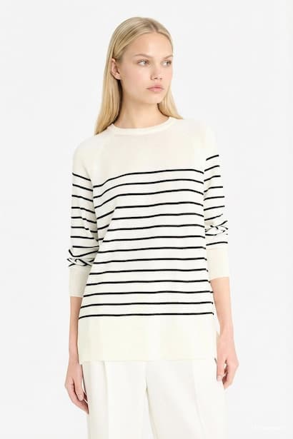 Regular Fit Crew Neck Striped Knit Pullover (٣)