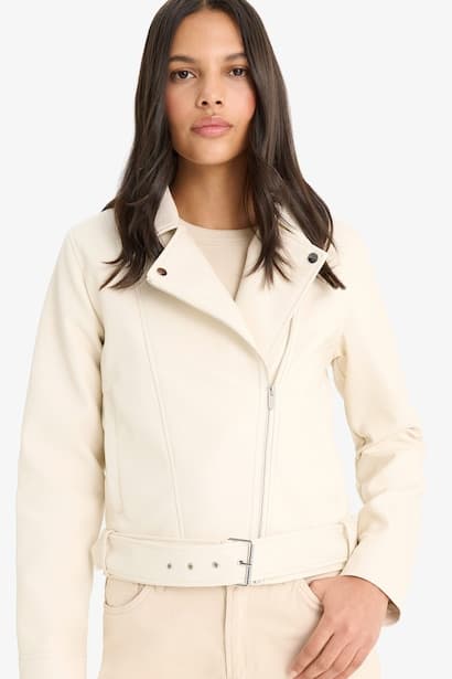 Regular Fit Zip-Up Faux Leather Jacket