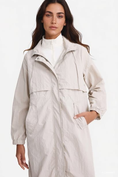 Regular Fit Long Hooded Waterproof Raincoat (٣)