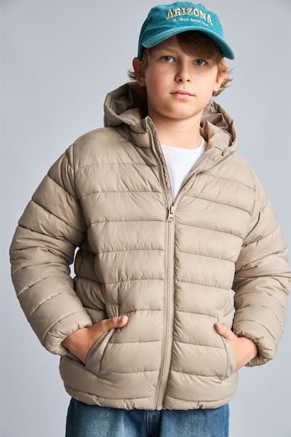 Boy Windproof Waterproof Pockets Hooded Puffer Jacket Coat