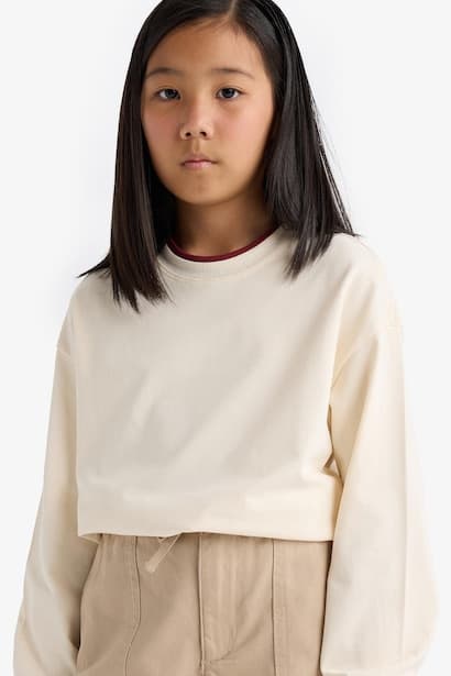 Girl Relax Fit Crew Neck Long Sleeve T-Shirt (3)