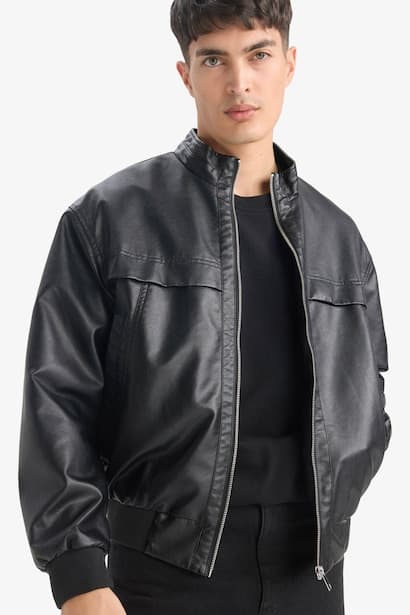 Oversize Fit Faux Leather Jacket