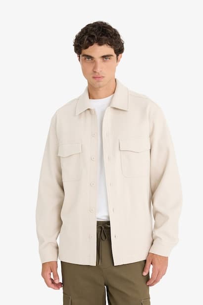 Regular Fit Buttoned Shirt Jacket (٣)