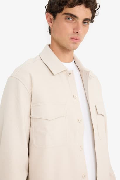 Regular Fit Buttoned Shirt Jacket (٤)