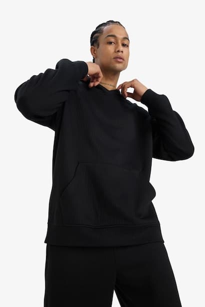 Boxy Fit Long Sleeve Hoodie Sweatshirt (٤)