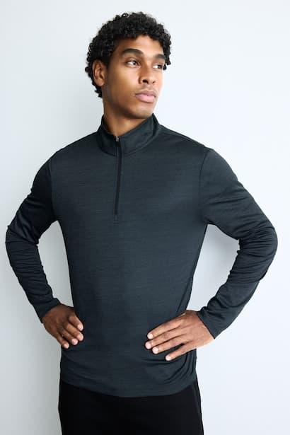 Slim Fit Mock Neck Sports Top T-Shirt