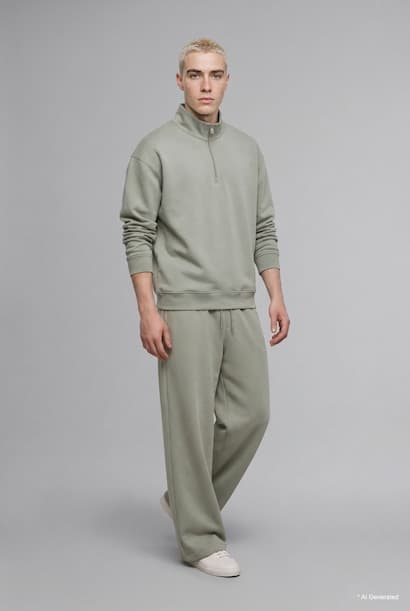 Boxy Fit Scuba Fabric Stand Collar Sweatshirt