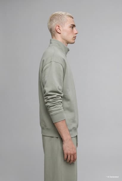 Boxy Fit Scuba Fabric Stand Collar Sweatshirt (٣)