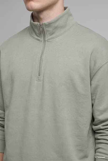 Boxy Fit Scuba Fabric Stand Collar Sweatshirt (٤)