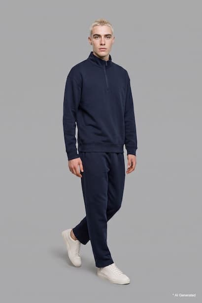 Boxy Fit Scuba Fabric High Neck Sweatshirt