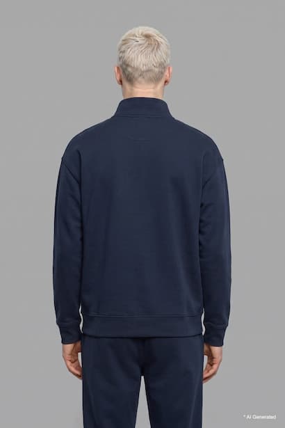 Boxy Fit Scuba Fabric High Neck Sweatshirt (٣)