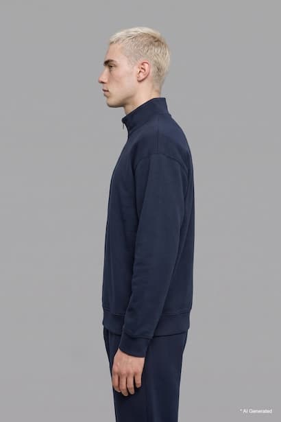 Boxy Fit Scuba Fabric High Neck Sweatshirt (٤)