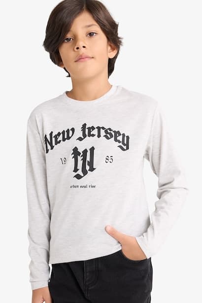 Boys Regular Fit Crew Neck Long Sleeve T-Shirt