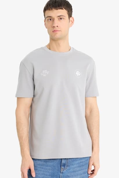 Regular Fit Crew Neck Printed Short Sleeve T-Shirt