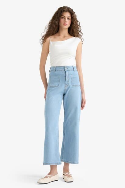 Culotte High Waist Crop Fit Jeans (3)