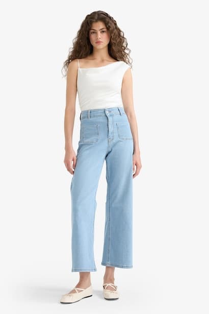 Culotte High Waist Crop Fit Jeans (4)