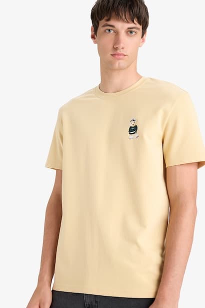 Regular Fit Crew Neck Printed Short Sleeve T-Shirt