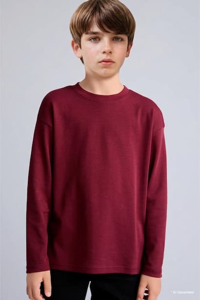 Boy 100% Cotton Oversize Fit Crew Neck Long Sleeve T-Shirt