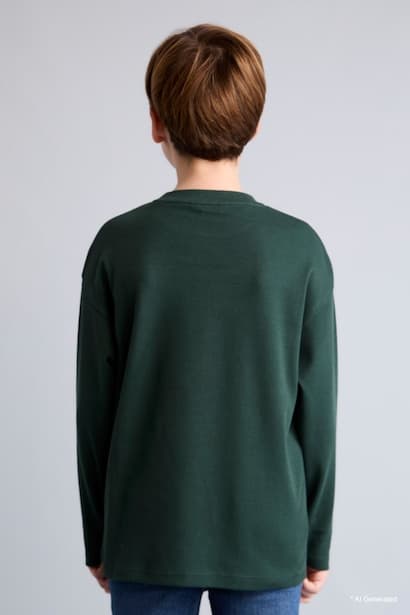 Boy 100% Cotton Oversize Fit Crew Neck Long Sleeve T-Shirt (4)