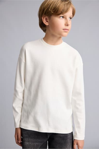 Boy 100% Cotton Oversize Fit Crew Neck Long Sleeve T-Shirt