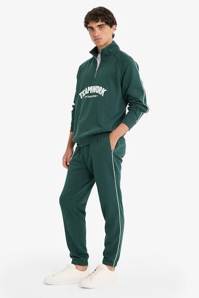 Regular Fit Tie Waist Jogger Sweatpants Trousers (3)