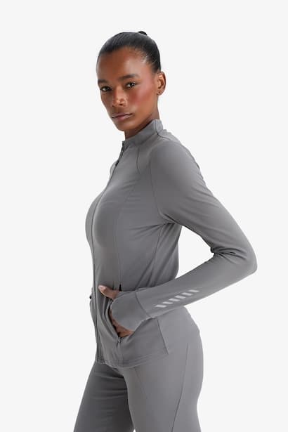 Slim Fit High Collar Zip-Up Sweatshirt (4)